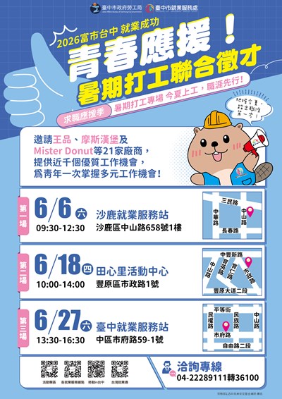 「富市台中 就業成功」暑期打工聯合徵才