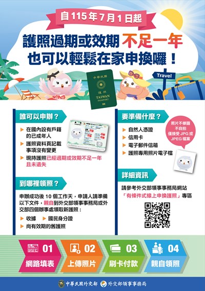有條件式線上申換護照」措施並逐步放寬適用